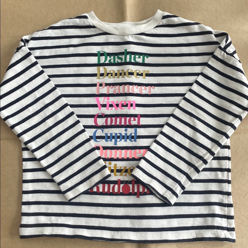 Mini Boden Striped Holiday Reindeer Tee | 4-5Y - Picture 2 of 5